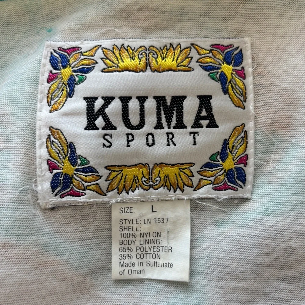 KUMA Vintage Teal Colorful Windbreaker Bomber Jacket 80s 90s style Size Large
